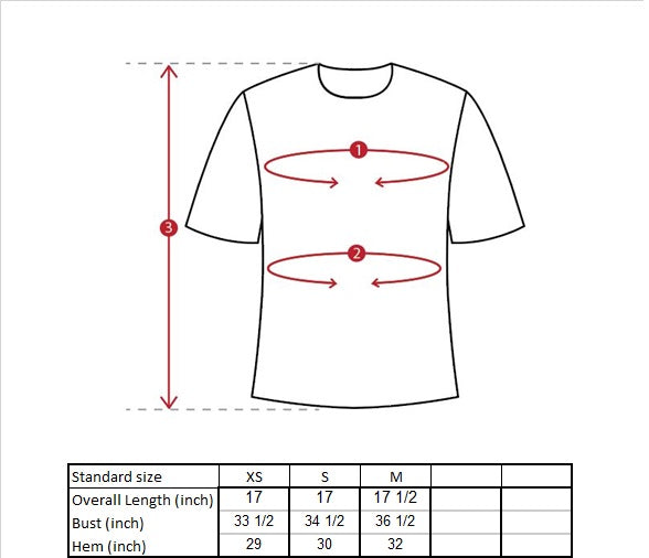 Xin Yan Crop Top Size Guide