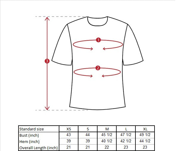 Alyaa Satin Shirt Size Guide