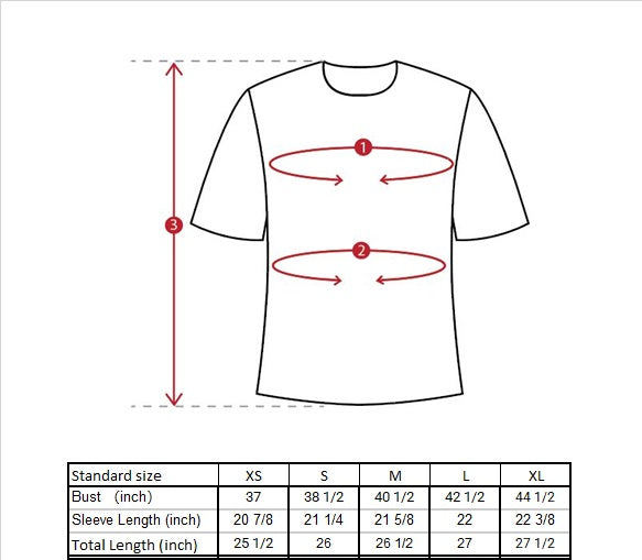 Dennes Long Sleeve Cape Back Shirt Size Guide