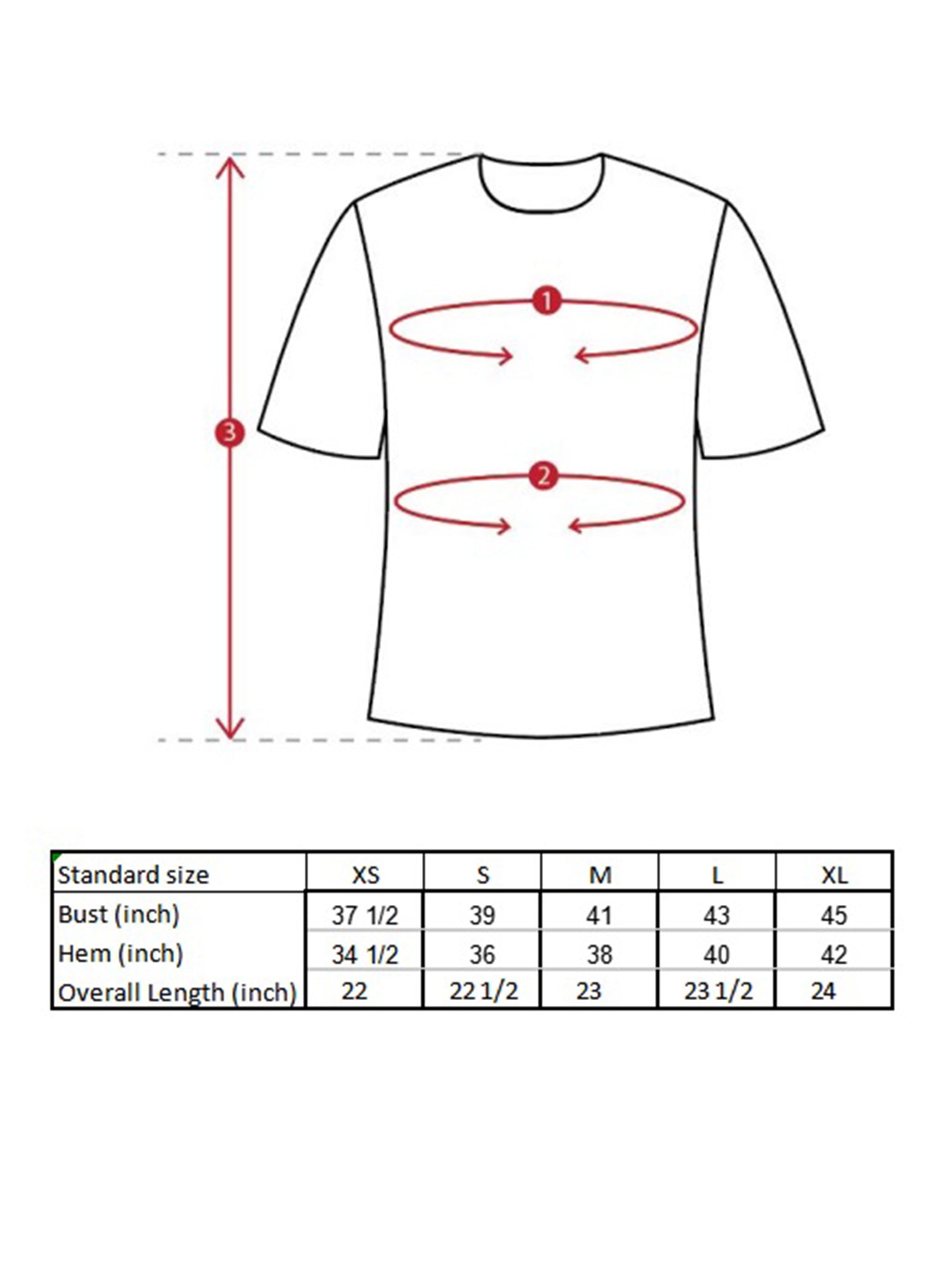 Ophelia Foil Shirt Size Guide