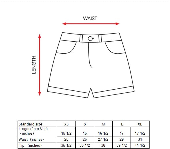 Zayn Foil Shorts Size Guide
