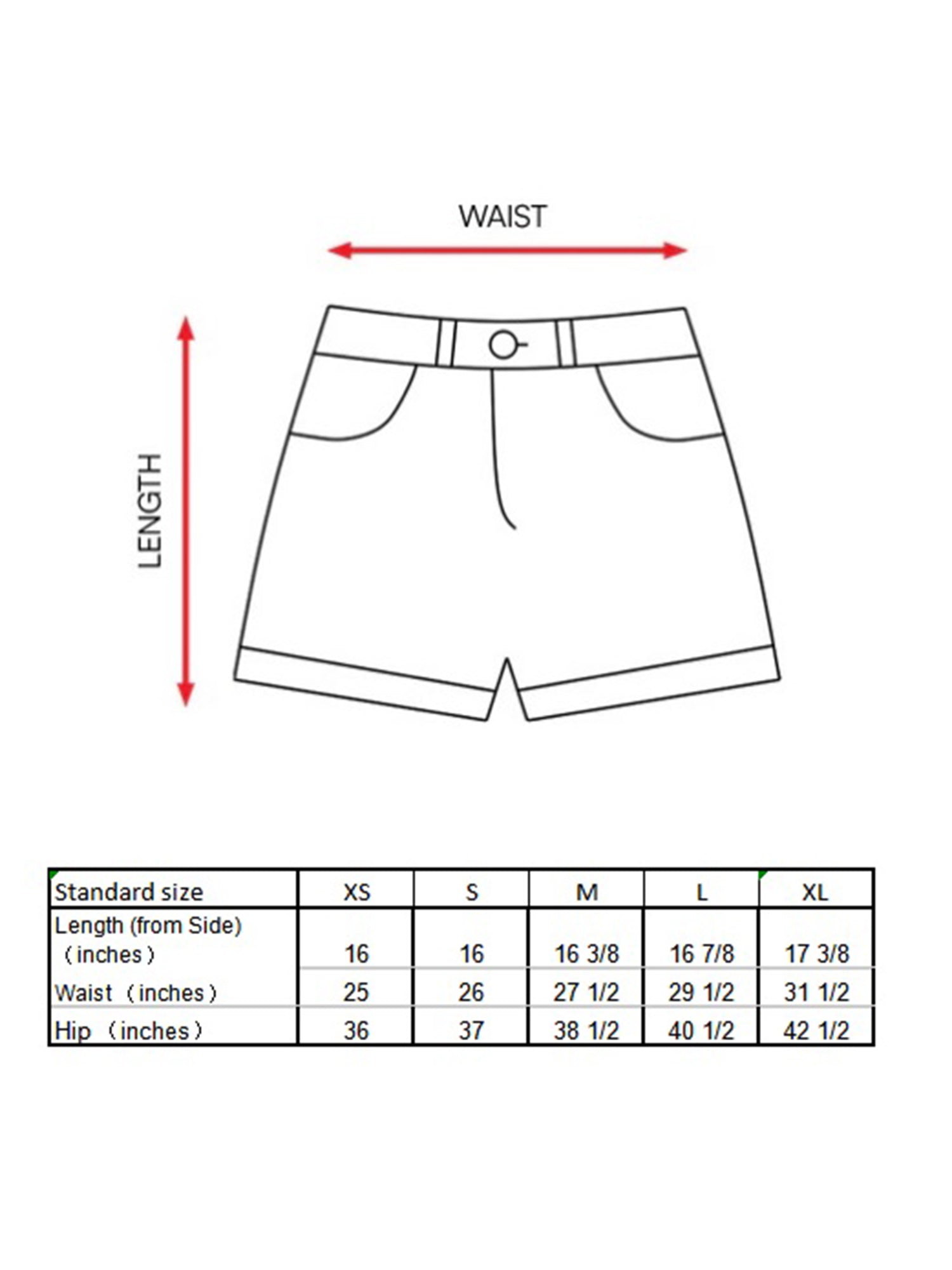 Ollie Shorts Size Guide