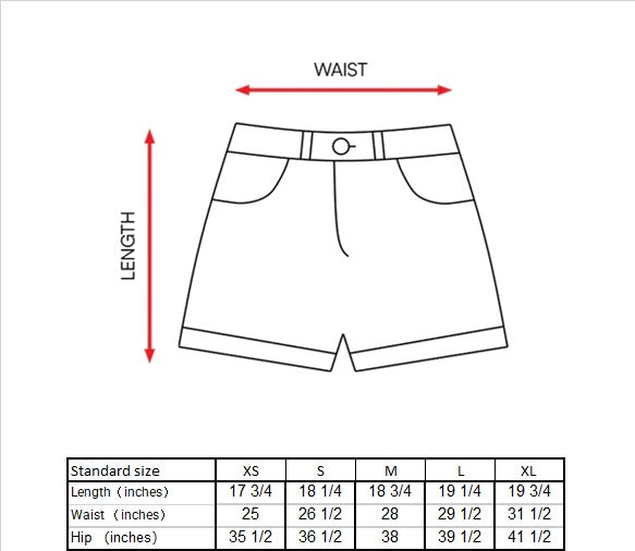 Javier Shorts Size Guide