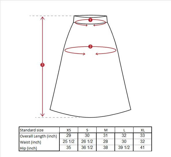 Gemma Panel Slit Skirt Size Guide