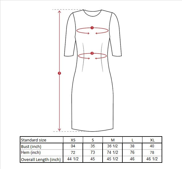 Vida Midi Dress Size Guide