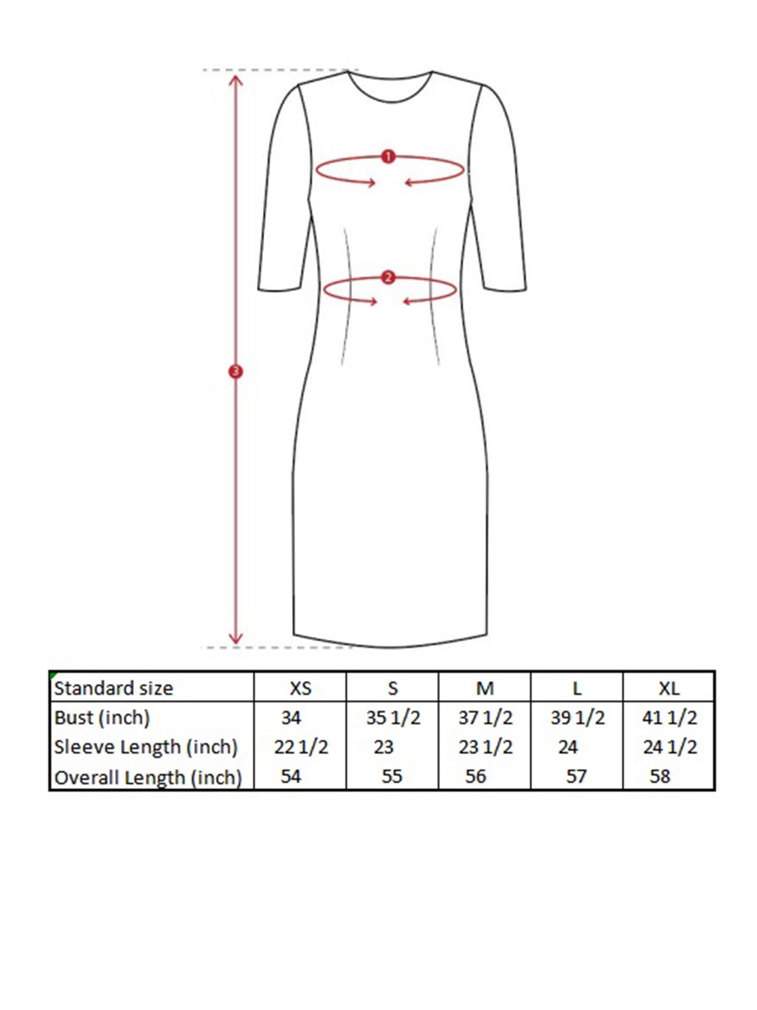 Lanna Shirt Dress Size Guide