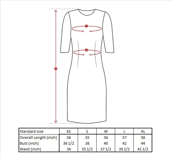 Nyla Dress with Sash Size Guide