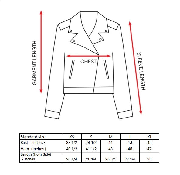 Adrienne Long Sleeve Jacket Size Guide