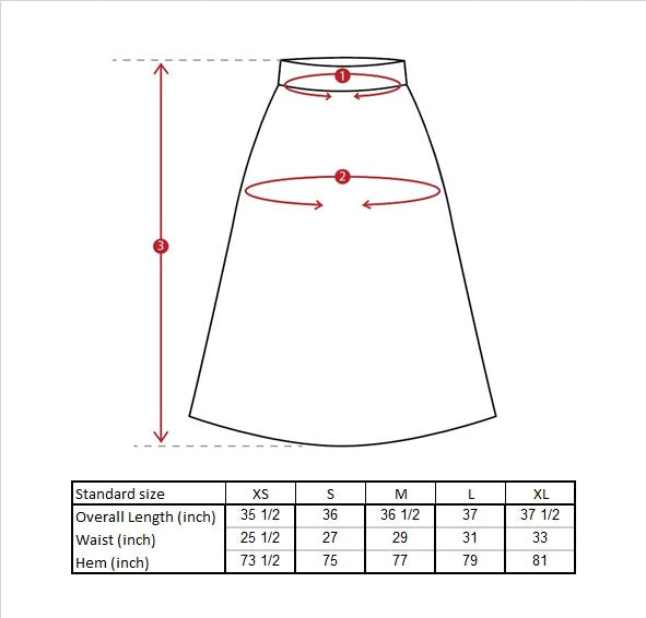 Alina Foil Skirt Size Guide