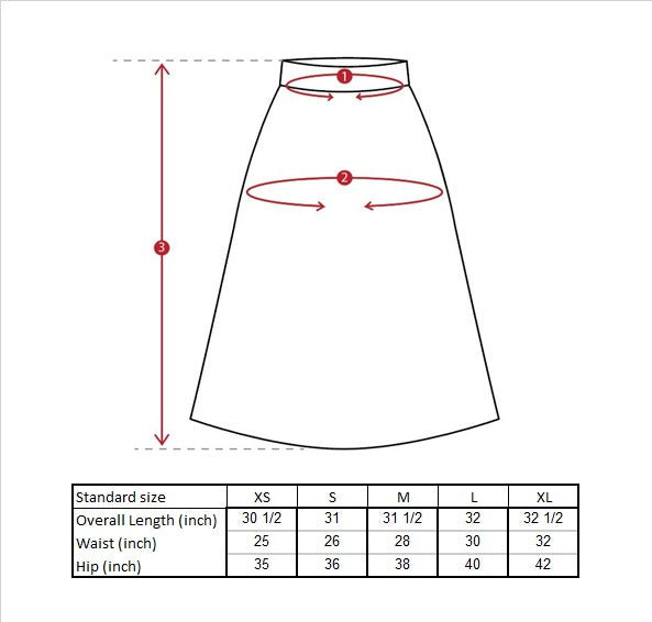 Sonali Skirt Size Guide