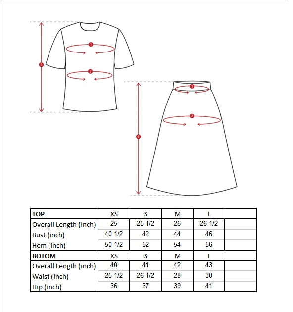 Aqeela Modern Kurung Set Size Guide