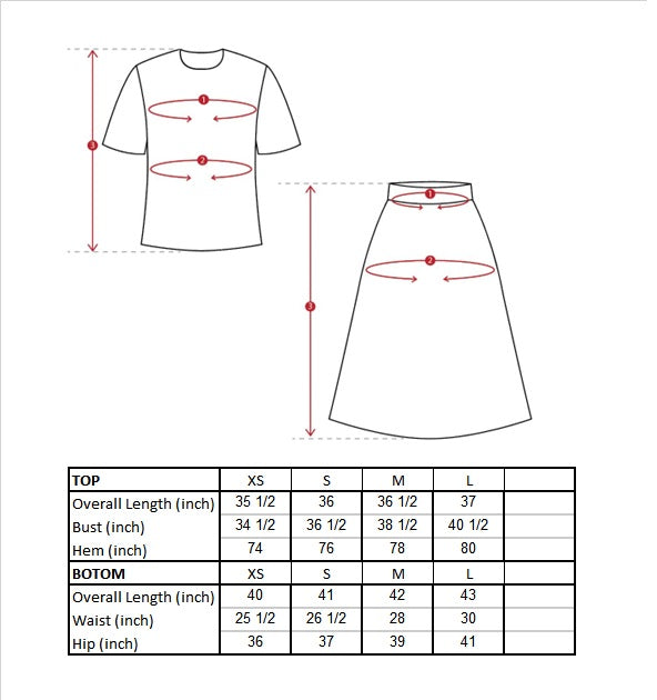 Nazra Kebarung Set Size Guide