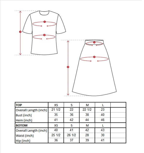 Maryam Modern Kurung Set Size Guide