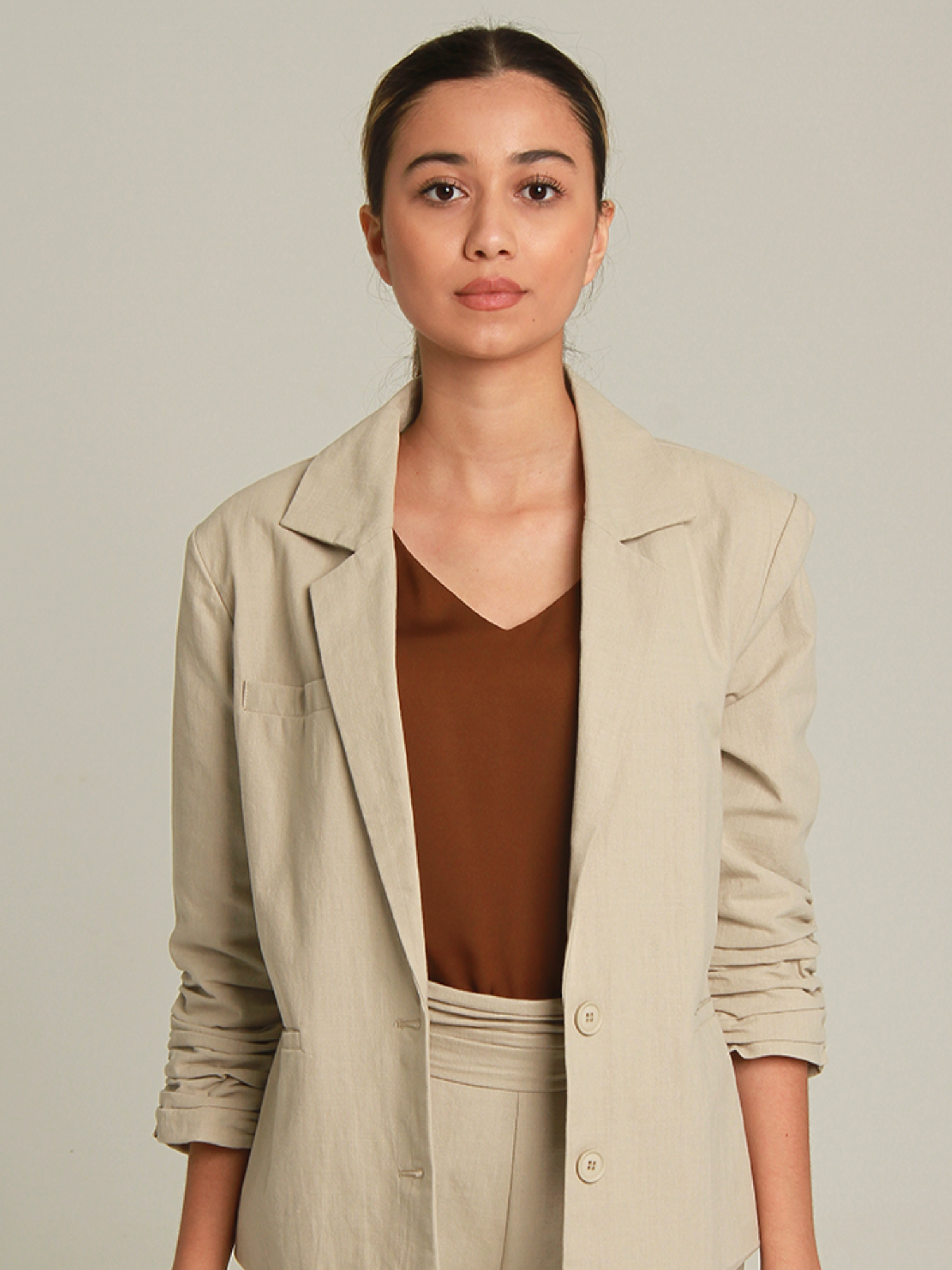 Gelasius Ruched Sleeve Blazer